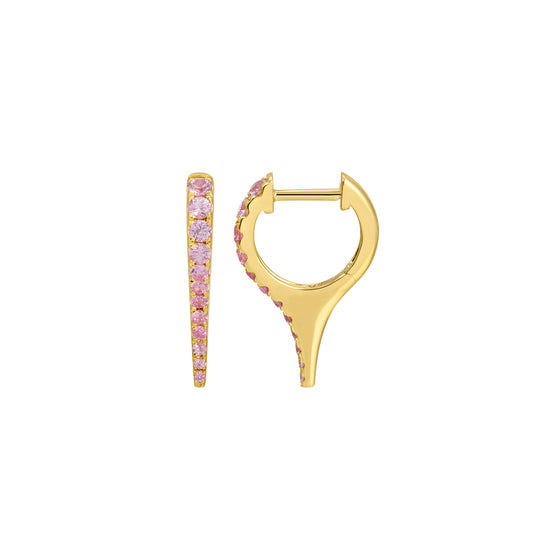 14k Pink Sapphire Thorn Huggies