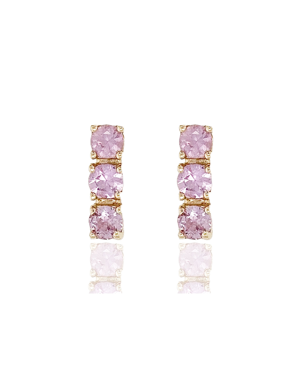 14K Pink Sapphire Bar Studs