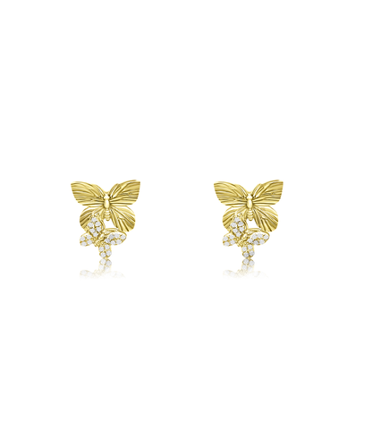 14k Stacked Butterfly Studs