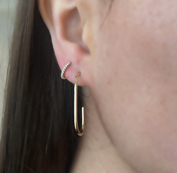 14K Gold Paperclip Hoops