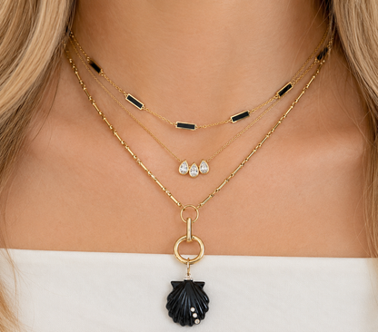 14k Black Onyx Shell Pendant