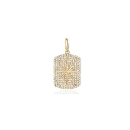 14k Pave  Starburst Tag Pendant