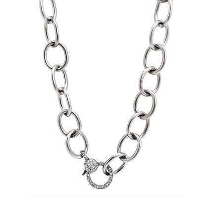 Thick Link Chain with Pave Clasp