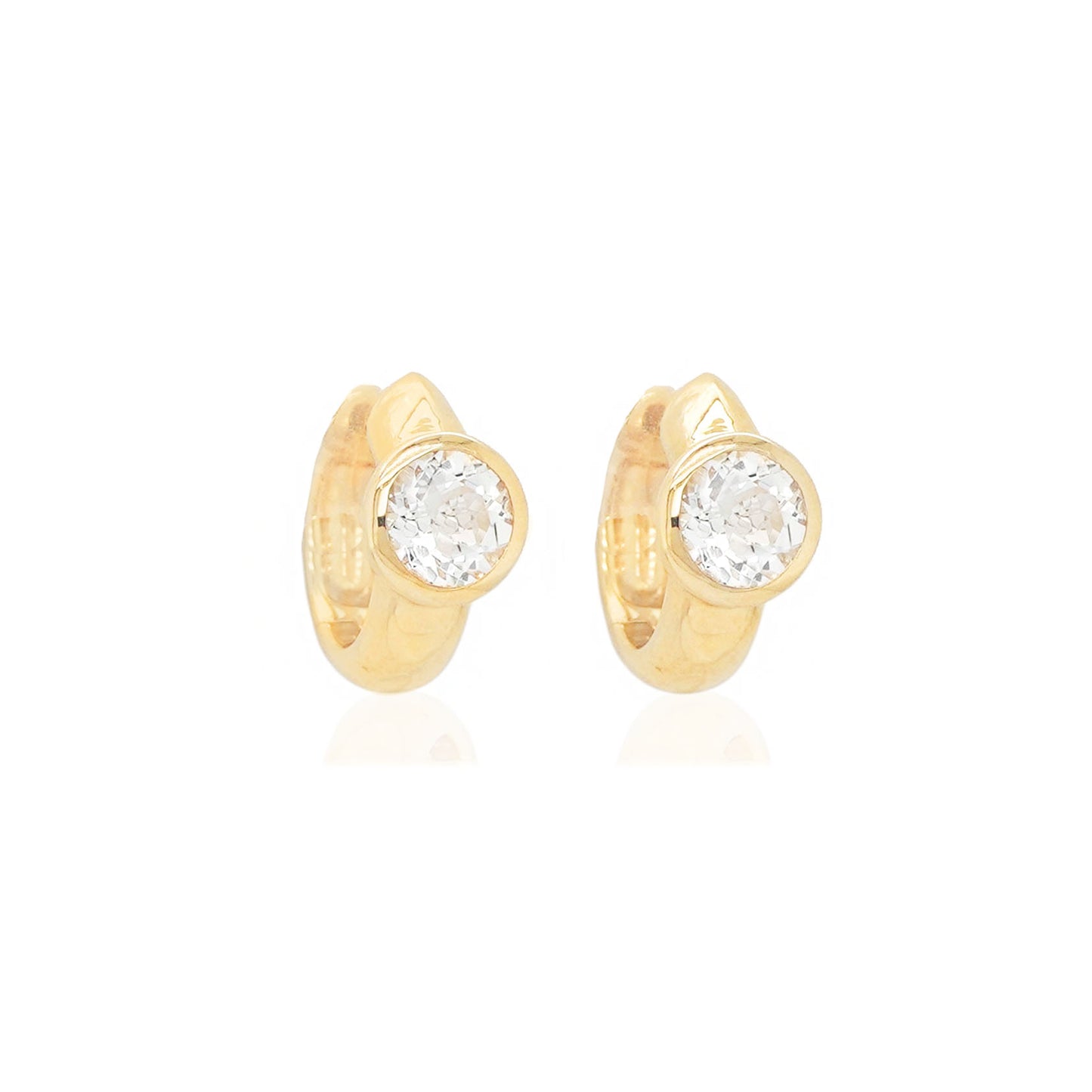 14k Gold Topaz Huggies