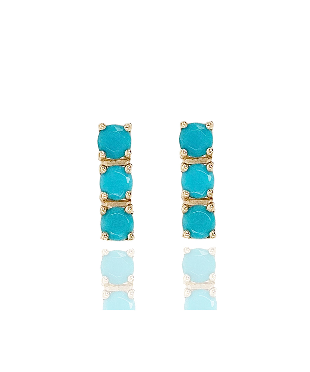 14K Turquoise Bar Studs