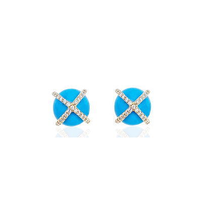 14K Turquoise Cage Studs