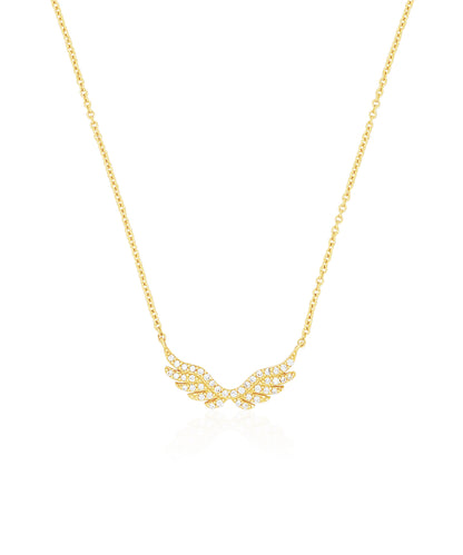 14k Pave Angel Wings Necklace