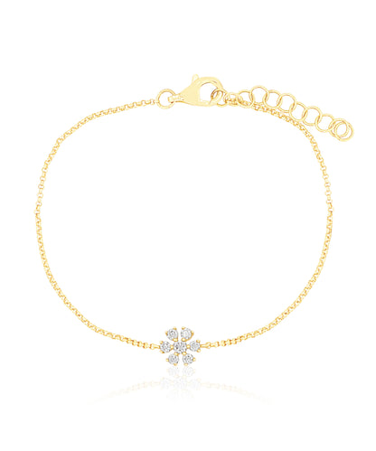 14k Diamond Flower Chain Bracelet