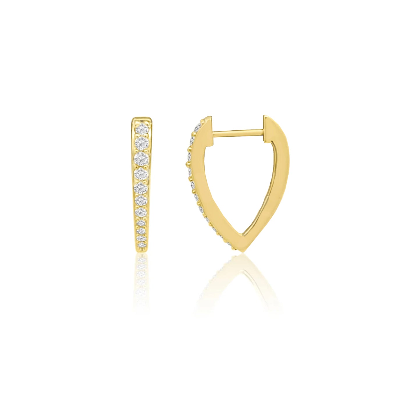 14k Diamond V Huggie