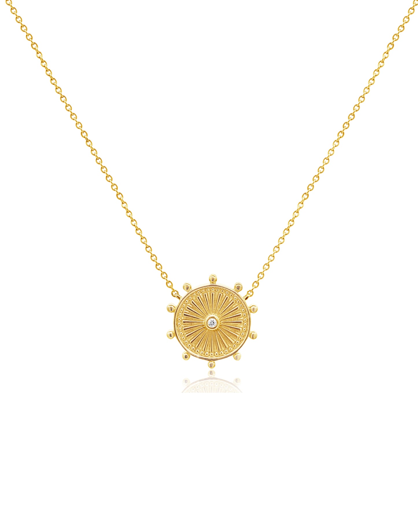 14k Fluted Disc Necklace