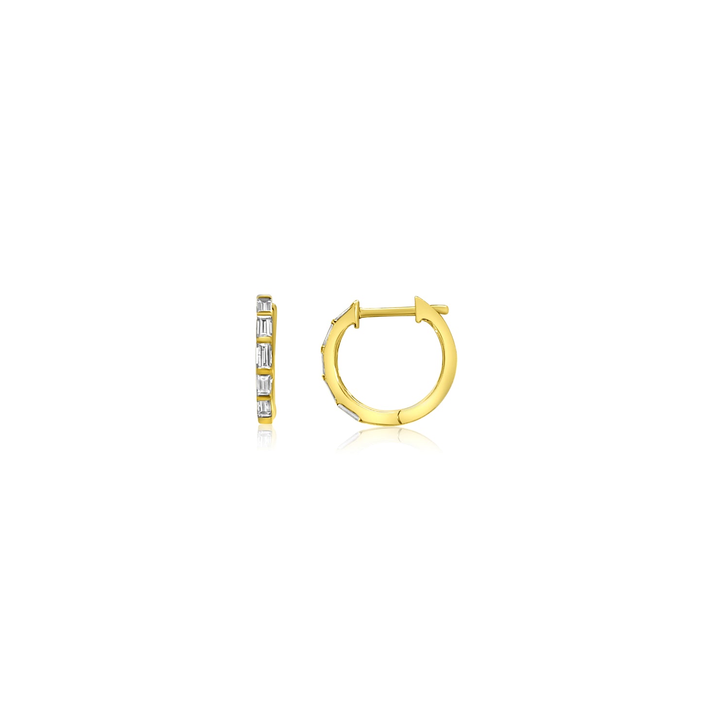14k Baguette Huggies