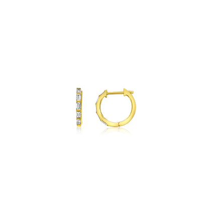 14k Baguette Huggies
