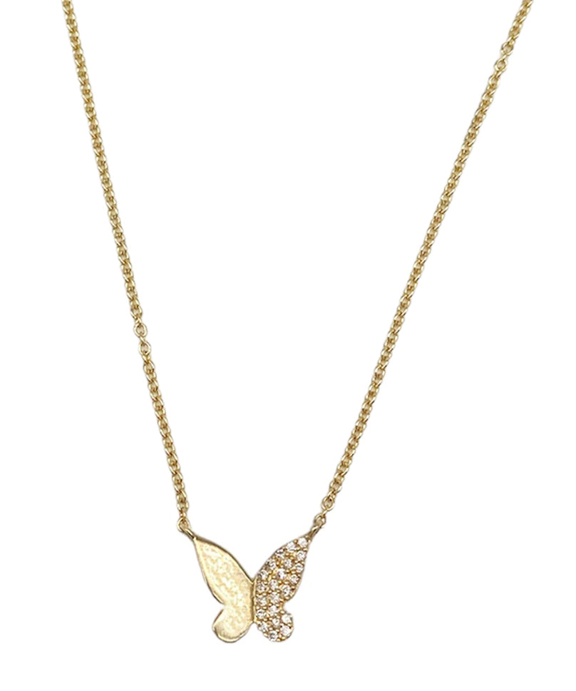 14k Mini Half Flutter Butterfly Necklace