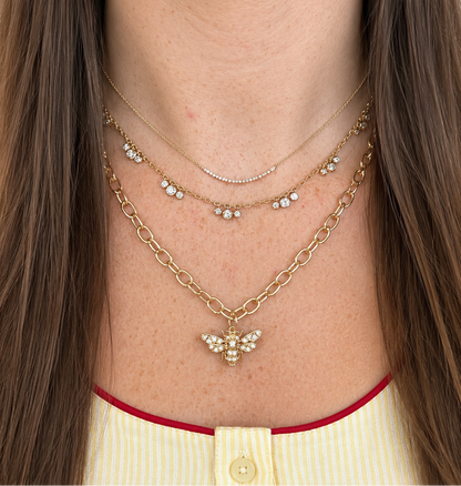 14k 3 Station Bubble Necklace