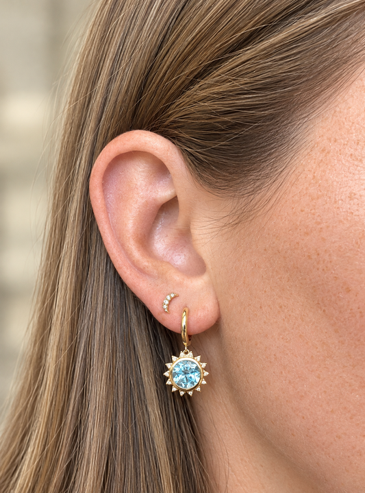 14k London Blue Topaz Sun Drop Earrings