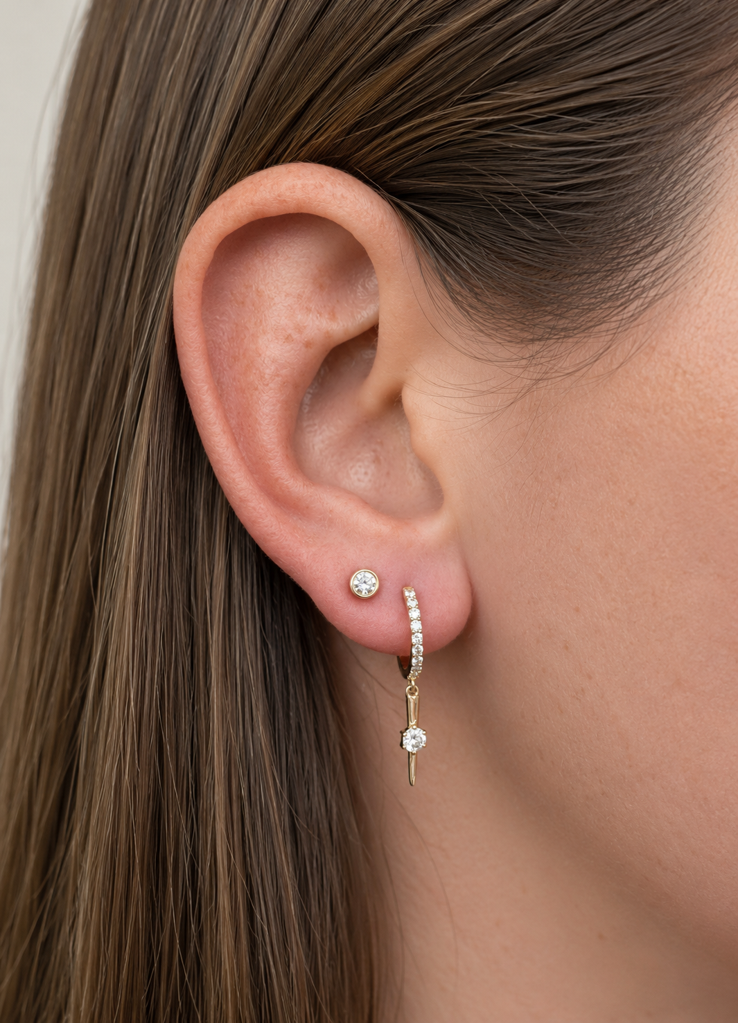 14k Diamond Spike Huggies