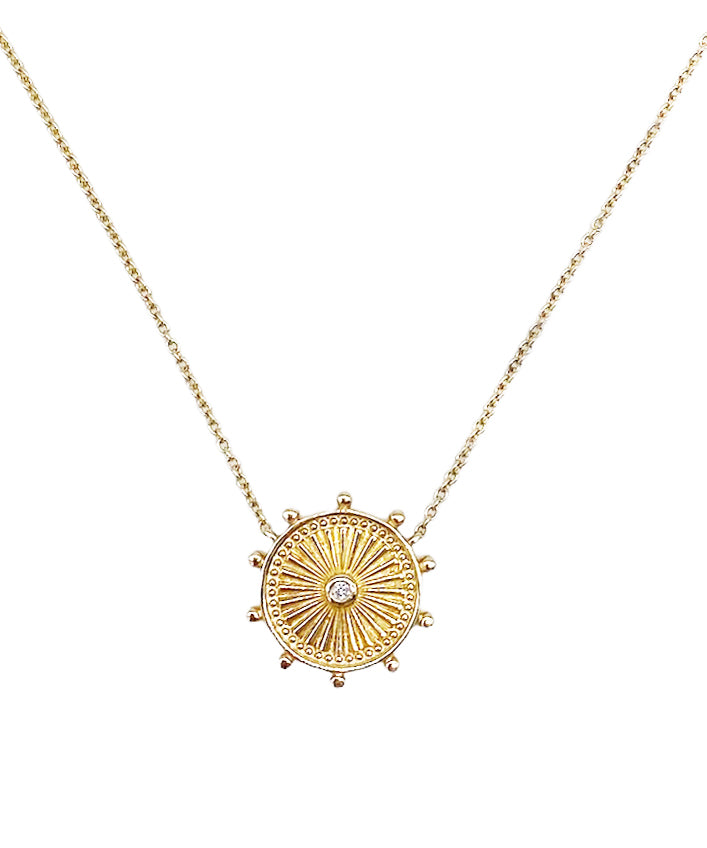 14k Fluted Disc Necklace