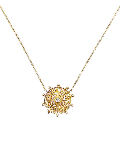 14k Fluted Disc Necklace