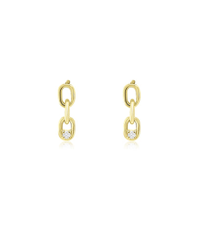 14k Paperclip Link Diamond Studs