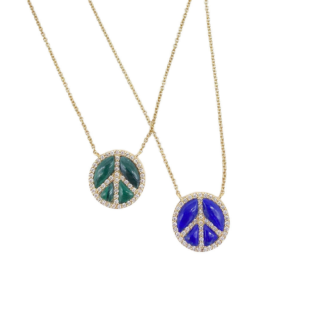 14K Puffy Peace Necklace