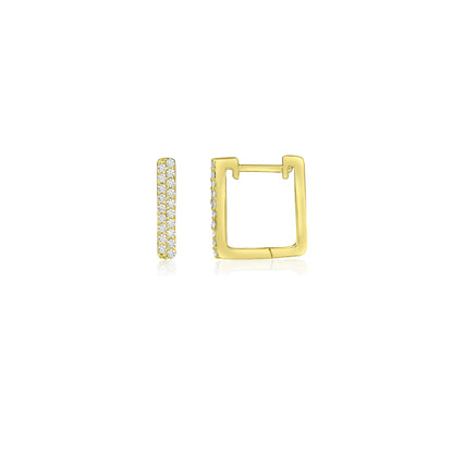 14k Pave Square Huggies
