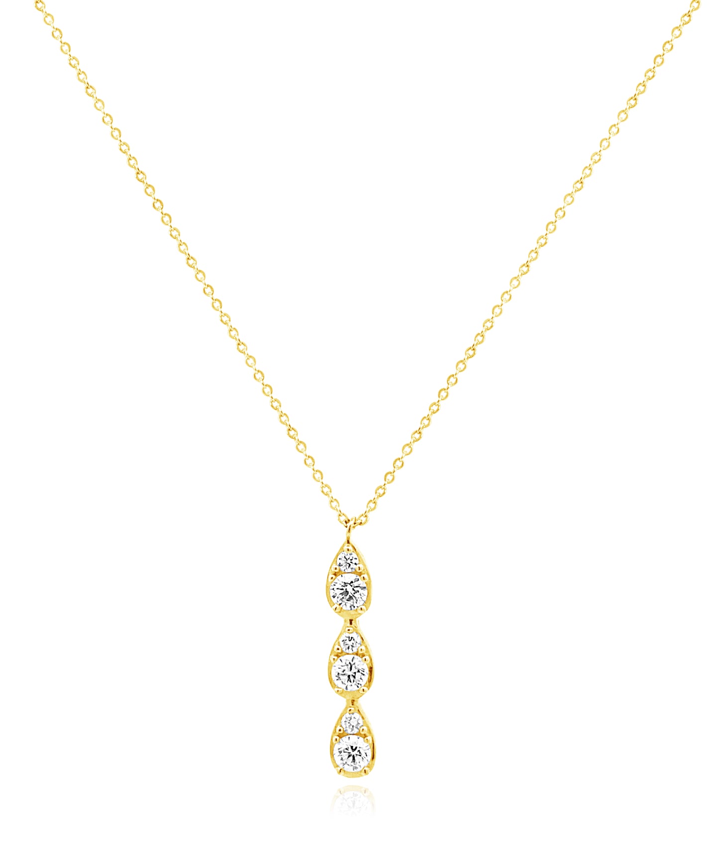 14k Diamond Teardrop Trio Necklace