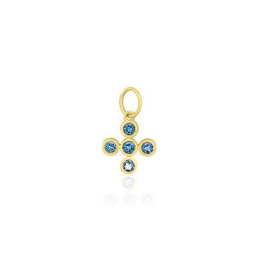14k London Blue Topaz Small Cross