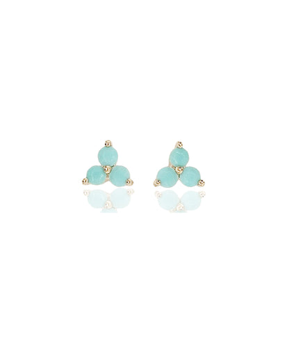 14K Turquoise Flower Studs