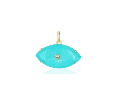 14k Turquoise Evil Eye Pendant