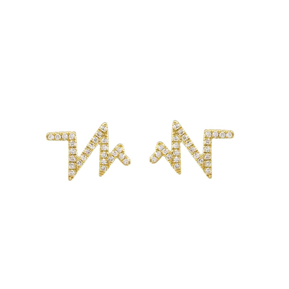 14K Gold Heartbeat Studs | Vintage La Rose Jewelry