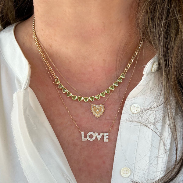 14K Textured Heart Necklace
