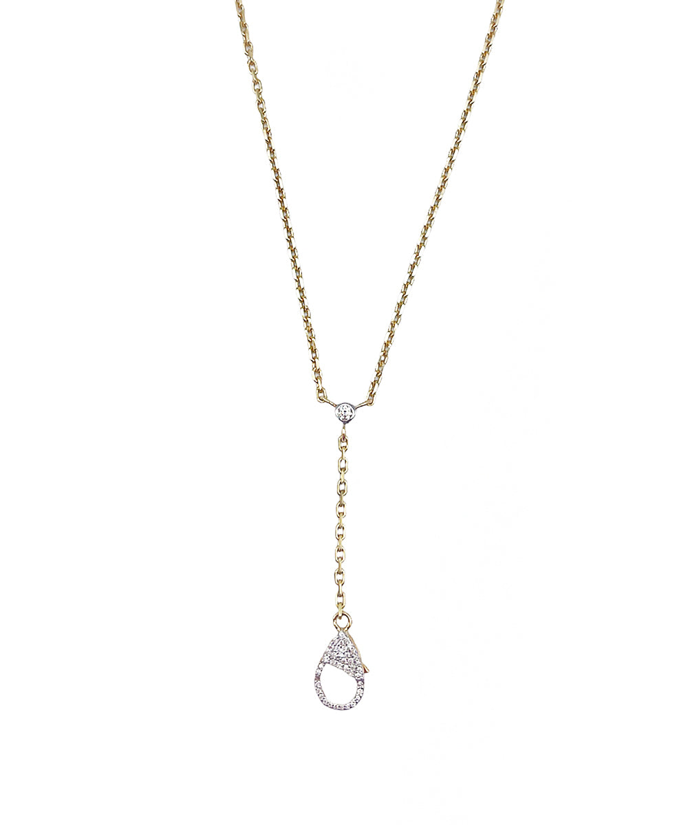 14k Gold Pave Lariat Clasp Chain