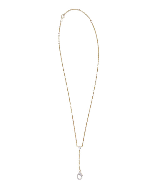 14k Gold Pave Lariat Clasp Chain