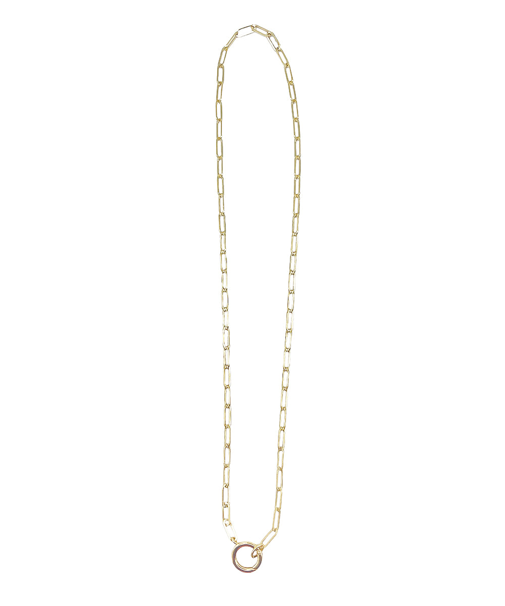 14k Circle Clasp Paperclip Chain