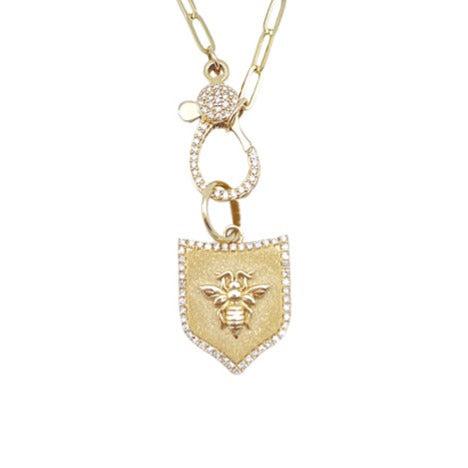 14K Bee Shield Pendant